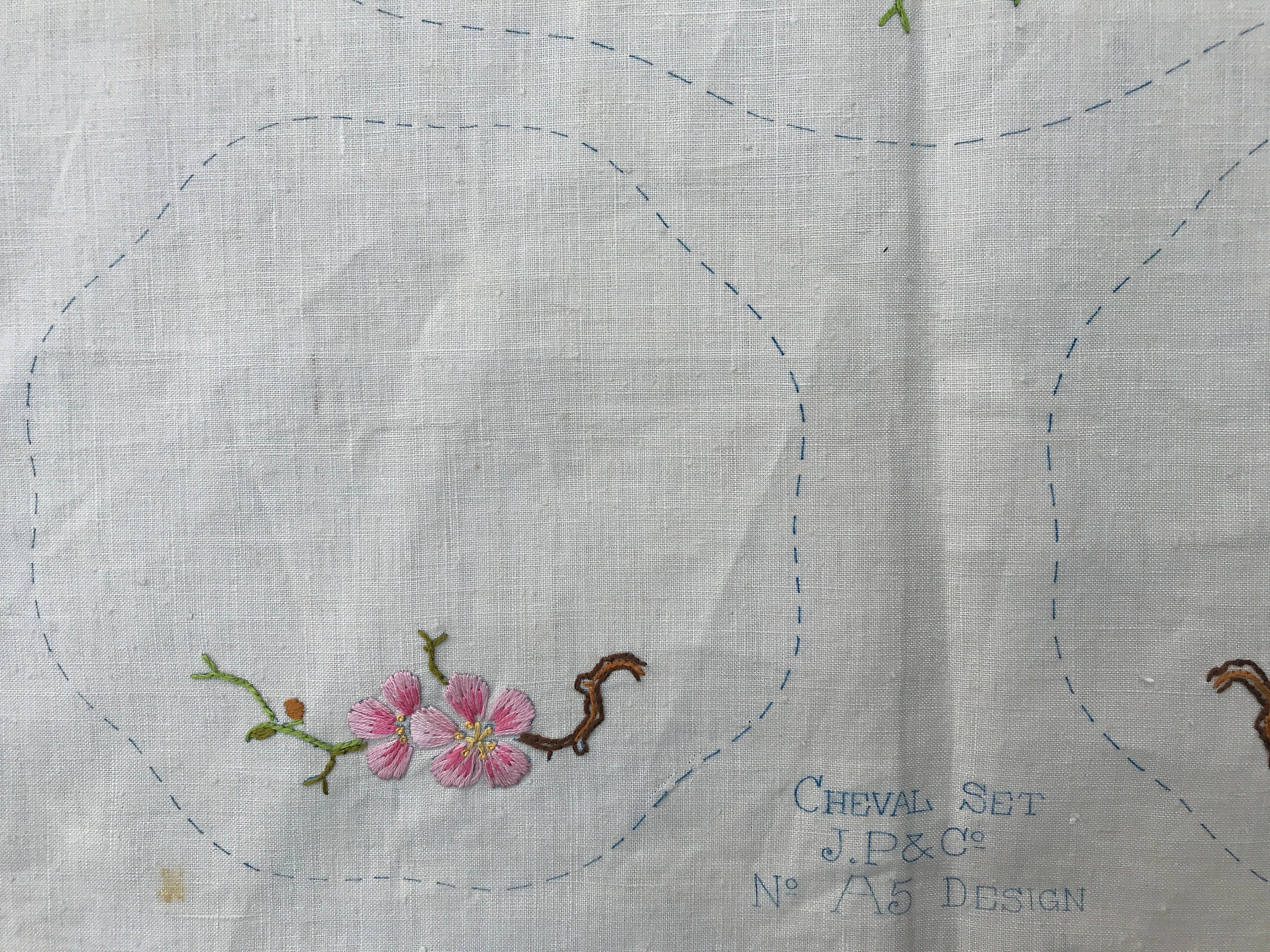 Vintage Hand Embroidered Cherry Blossom Mats Set - Etsy