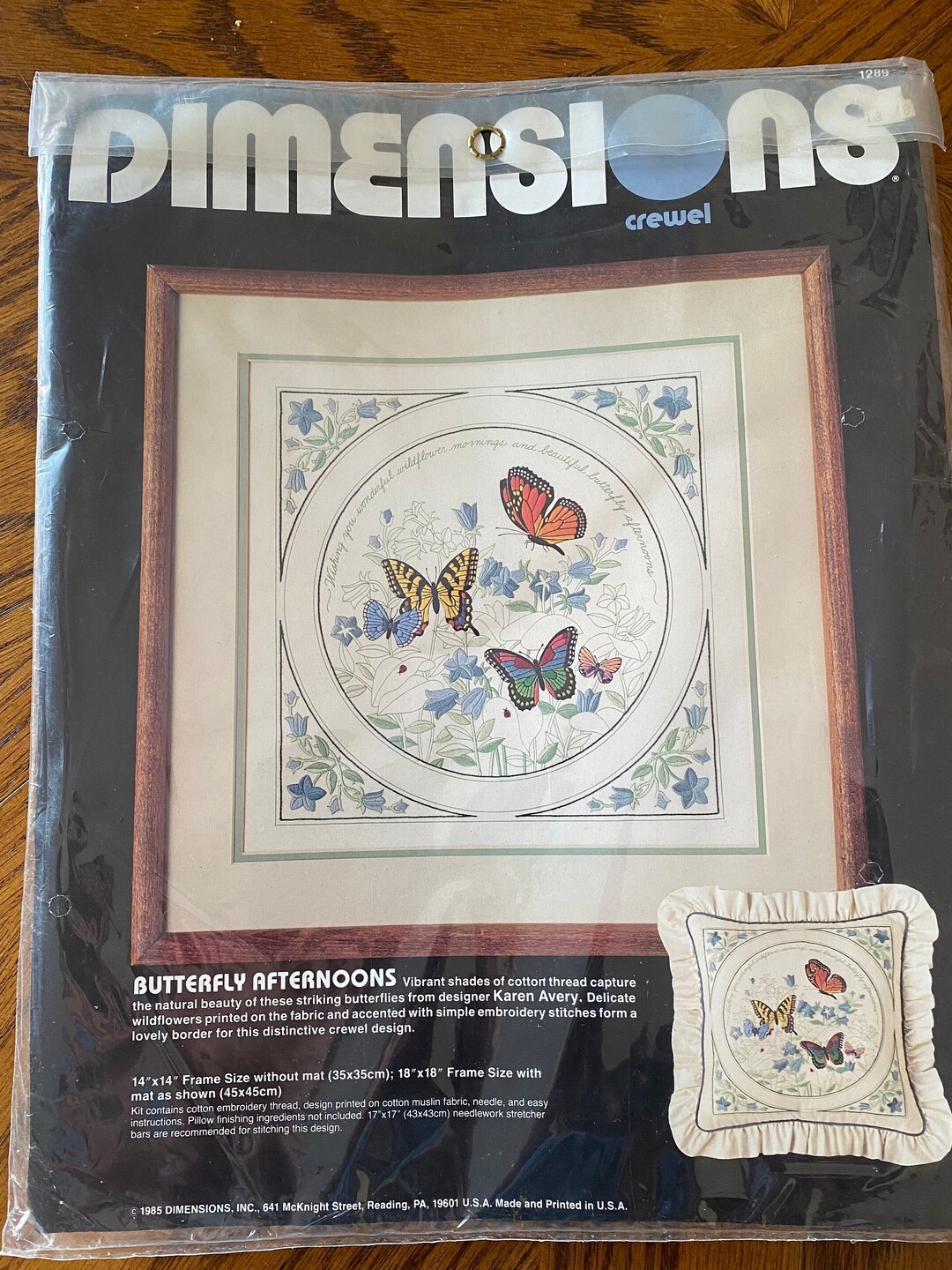 Vintage Crewel Work Kit by Dimensions. butterfly Afternoons. Etsy