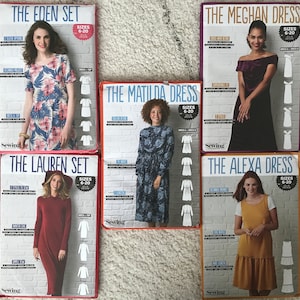 Sewing/dressmaking dress patterns, 4 styles to choose from. Unopened and uncut. Simply sewing magazine.