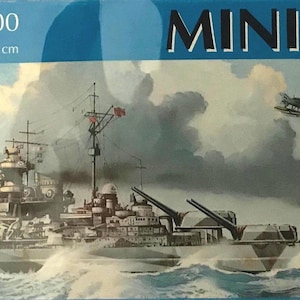 Vintage plastic model kit of a ship by Revelle - mini ship Tirpitz. All intact.
