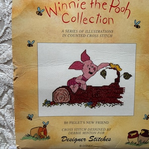 Winnie the Pooh cross stitch kit. B6 Piglets new friend. Preowned and started. Extra Aida added.