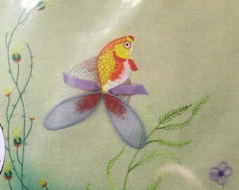 Fishy Pond Embroidery Kit: Stumpwork on Silk, 40cm sq