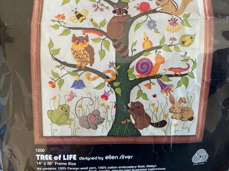Crewel Insects Vintage Tree of Life Crewel Embroidery Kit, Animals and Insects Design ...