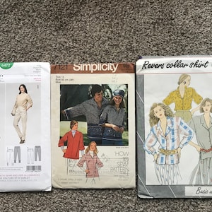 Sewing/dressmaking patterns for tops and trousers, uncut and unused. Choose one from two