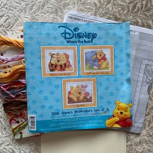 Cross stitch kit - Winnie the Pooh. D166 Disneys watercolours (set of 3). Size 11.5 cm x 13.5 cm each. 16 count Aida.