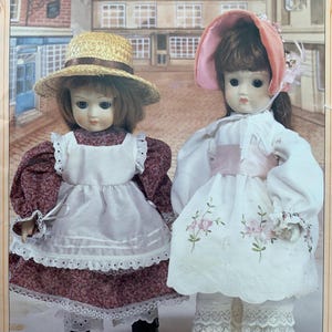 Dolls Victorian dress, bonnet and bloomers pattern and instructions. Doll size 14” - 20”.