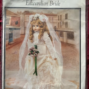 Vintage Dolls sewing pattern and instructions for a complete period outfit. Edwardian bride. Doll 14” - 20”. Unopened.