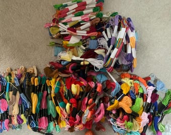 Huge bundle (480 gms) of Embroidery Threads. Skeins and Bobbins many of them unused!