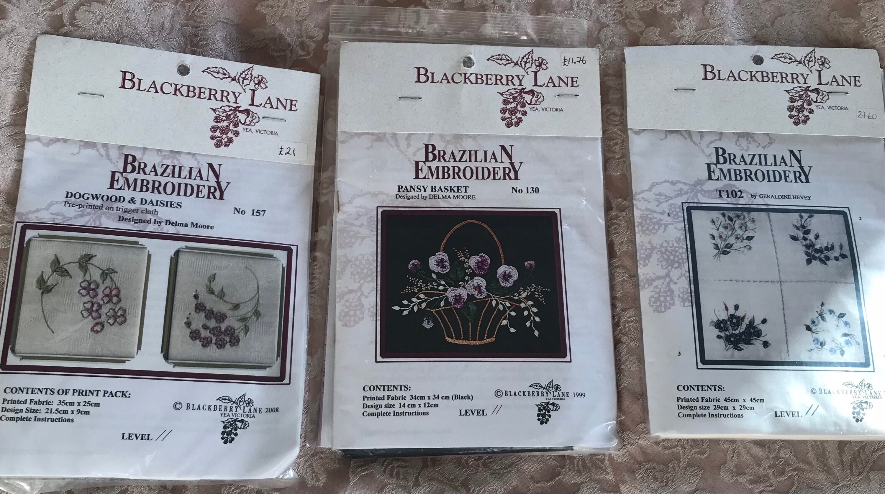 Brazilian Embroidery Kits From Australia by the Manufacturer Blackberry Lane Using Edmar Threads