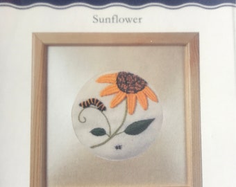 New small sunflower DMC embroidery kit.  5” x 5”. Sunflower with caterpillar and spider.