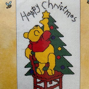 Winnie the Pooh cross stitch kit. X1 Happy Christmas gift card. Preowned. Unused.