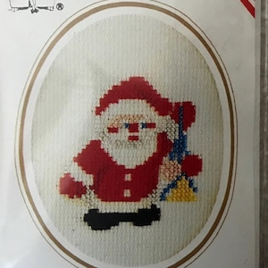 Mini cross stitch Christmas card kit by Permin. Preowned and started. Extra Aida added to begin from scratch. 3.5” x 5.5”