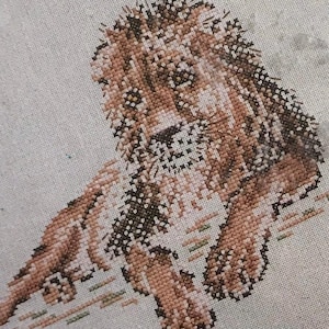 Vintage cross stitch kit of a lion in all its glory! A very simple but effective design. 11.25” x 12.5” finished size.
