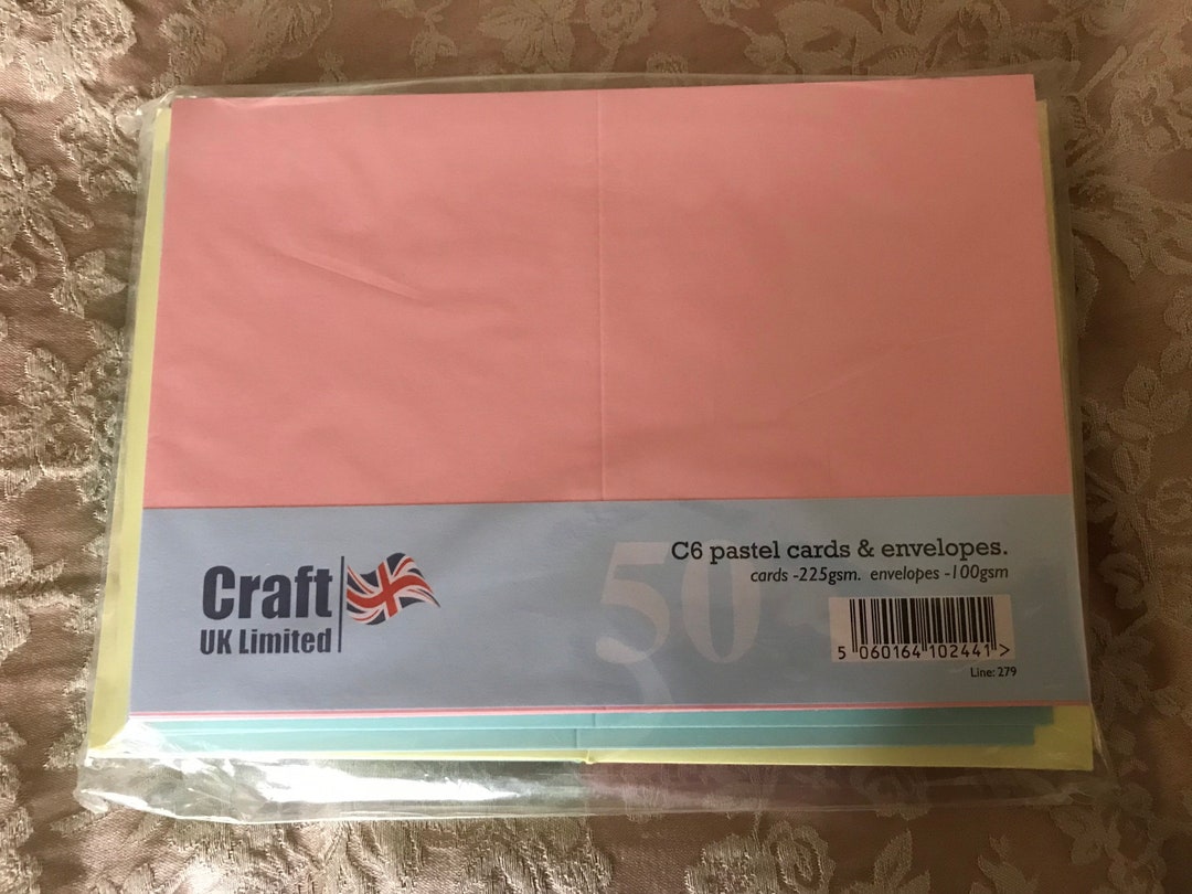 Blank Pastel Cards and Envelopes From Craft Uk.ltd. Pack of 50. C6 Size ...