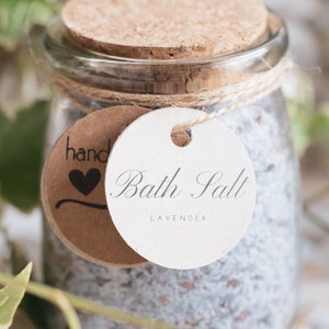 Lavender Bath Salts: Organic Essential Oils, Cork Lid Jar (7oz)