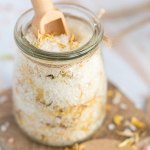 Calendula Citrus Bath Salts: Sea Salt Soak with Spoon