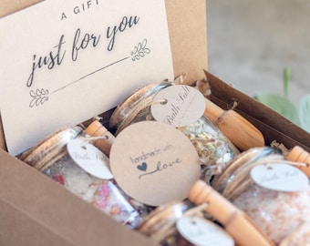 Bath Salts Gift Set, Epsom Soak With Floral Essential Oils