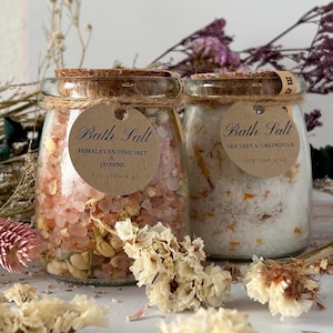 Lavendelbadsalt, Epsom Soak Set med torkade blommor