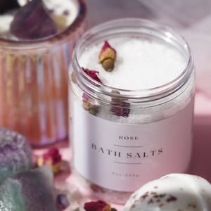 Rose Essential Oil Bath Salts: Natural Epsom Salt Soak, Relaxation Gift