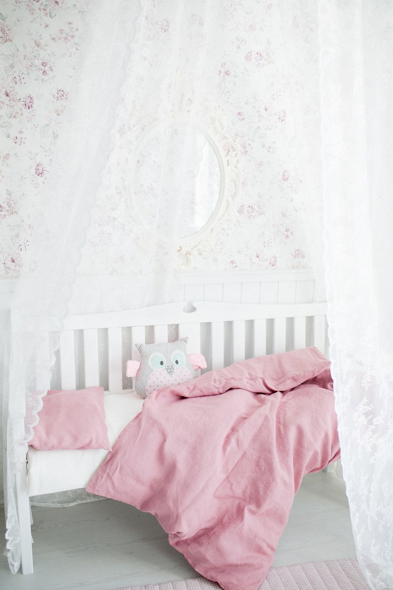 Flax Linen Toddler Duvet Cover Pillowcase Set Nursery Baby Etsy