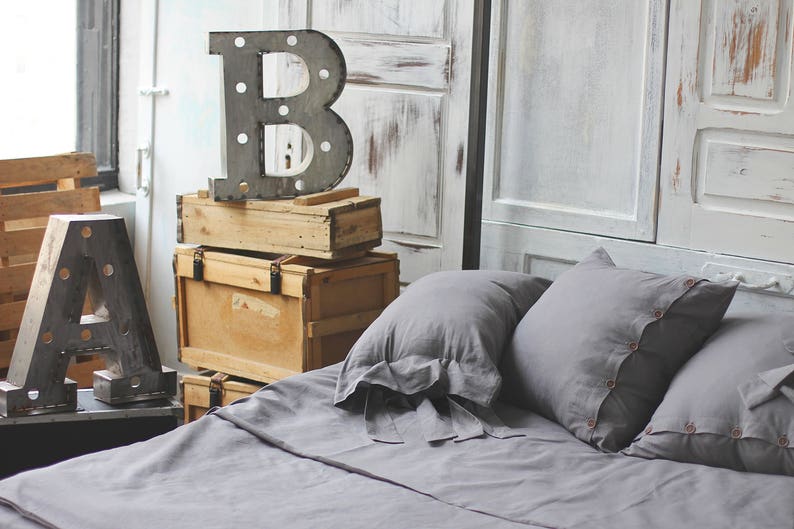 Flax Linen Flat Sheet Natural European Gray Bedding Bedroom Boho Eco Chic Decor Softened Washed Queen King Size Linen Sheet Wedding Gift