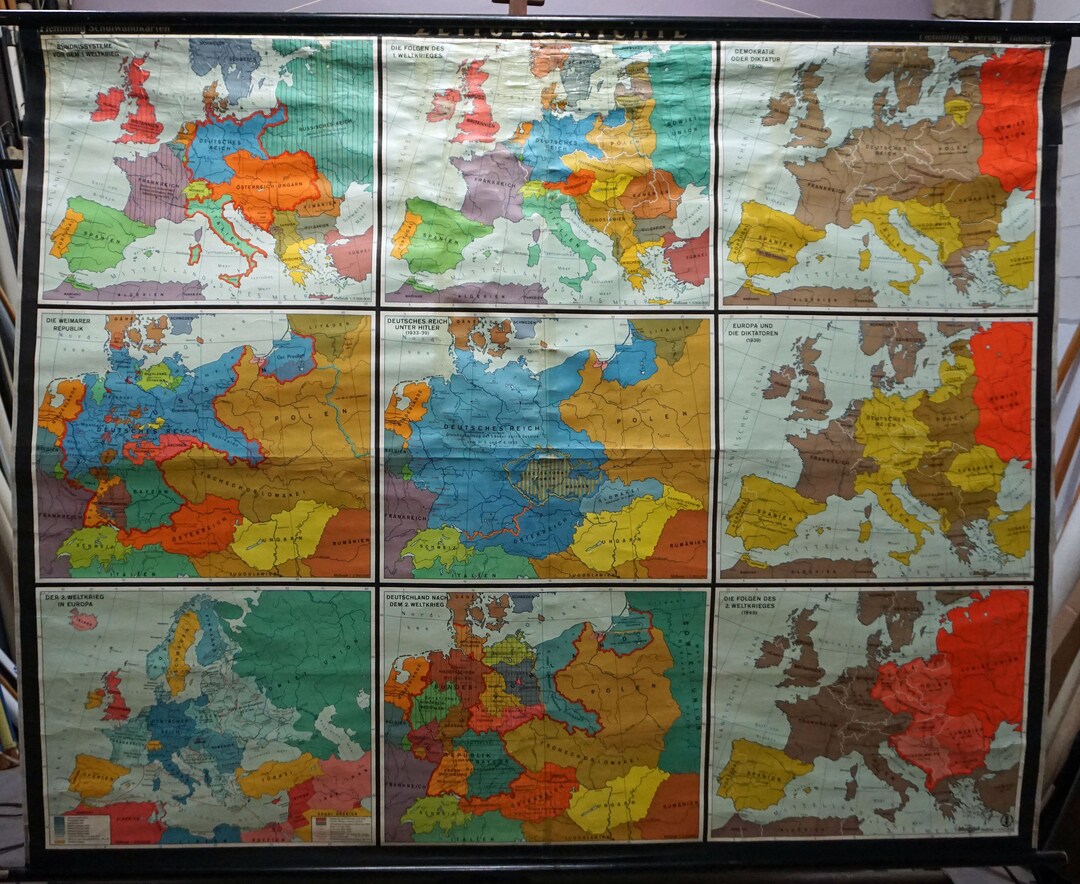 Vintage Mural Map European History 1900-1945 Rollable Wall Chart - Etsy