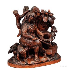 Fine Carved Black Forest Statue of a Disabled Dog - Brienz ca. 1900