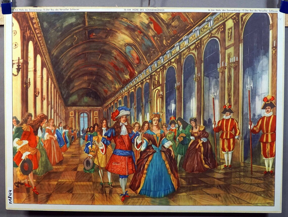Vintage Chart Doublesided Poster Versailles Palace Life of Etsy