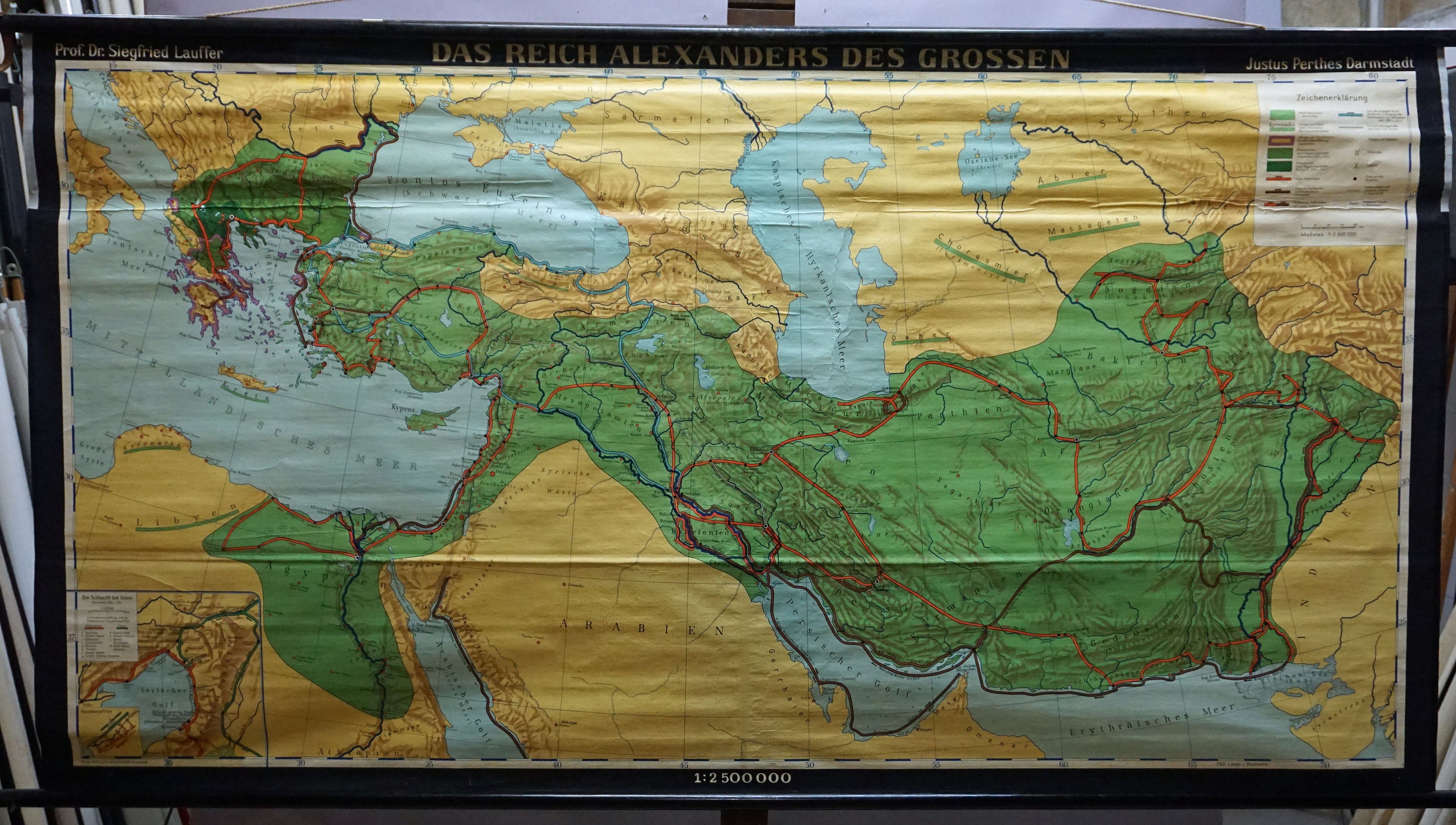 Muurschildering kaart van het rijk van Alexander de Grote Rollable