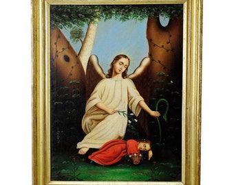 Oil Painting on Canvas Painting Angel with Sleeping Child