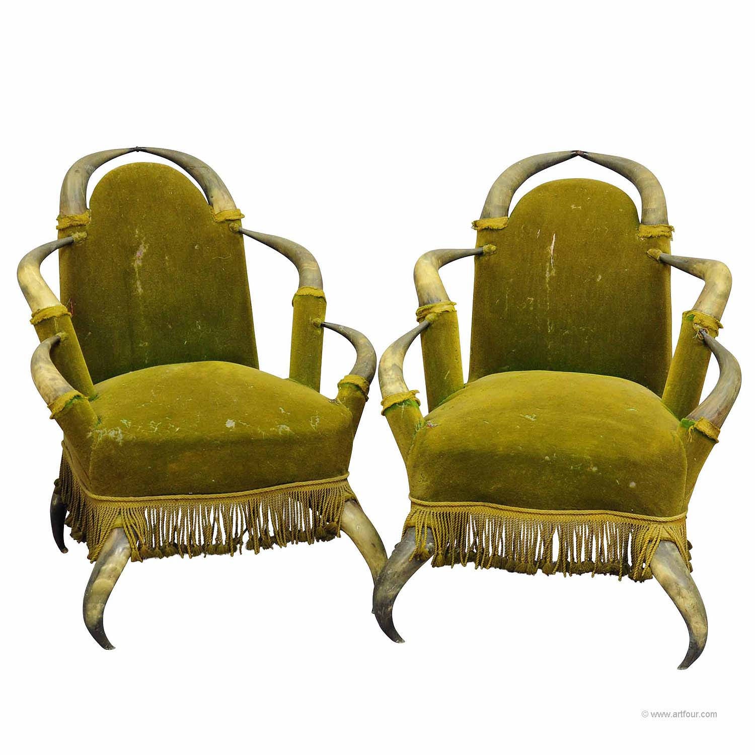 Une Paire de Chaises Antiques en Corne Taureau Autriche 1870