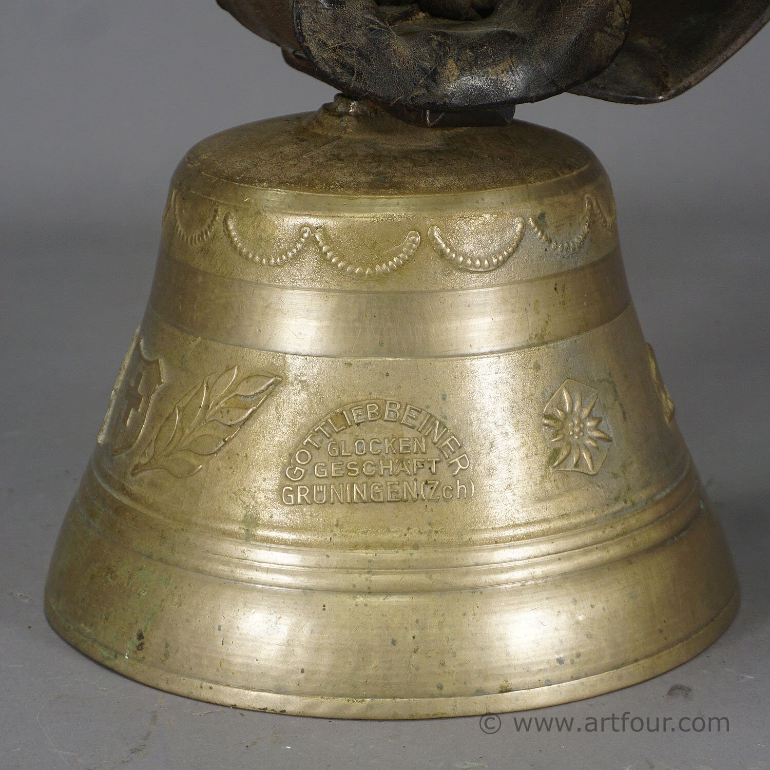 Antique swiss alpine cow bell with leather strap ca. 1900 Etsy