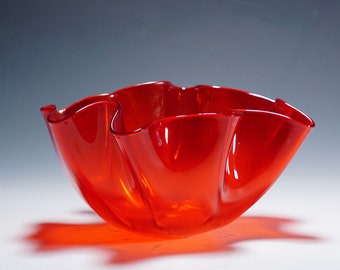 Venini Vase 'Fazzoletto' in red, Venice Murano 1950s