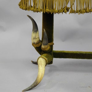 Antique Bull Horn Table with Green Velvet ca. 1870 image 3