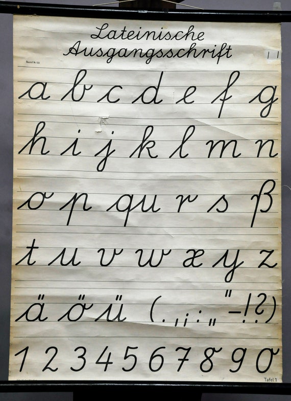 Vintage Pull Down Wall Chart Poster Latin Source Font Letters Etsy