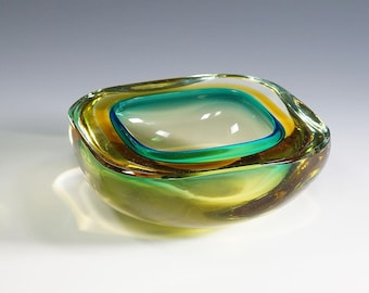Heavy Seguso Vetri d&#39;Arte (attr.) Murano Art Glass Bowl 1950s