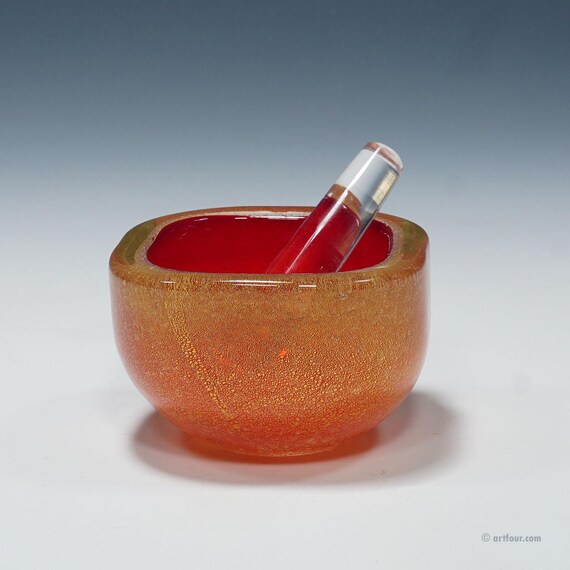 ムラーノ ソンメルソ Flavio Poli ファセットボウル　ヴィンテージ Bowl in Red Sommerso Glass, Flavio Poli for Seguso Murano 1940s
