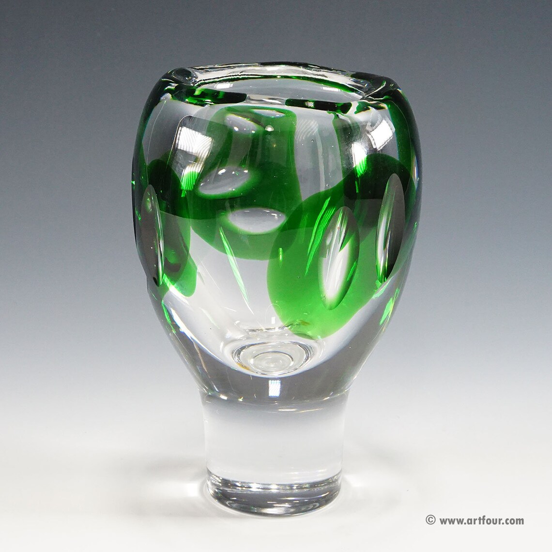 Heavy Glass Vase by Vicke Lindstrand for Kosta Sweden Ca. Etsy