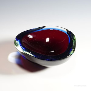 Midcentury Modern Murano Sommerso Art Glass Bowl 1960s