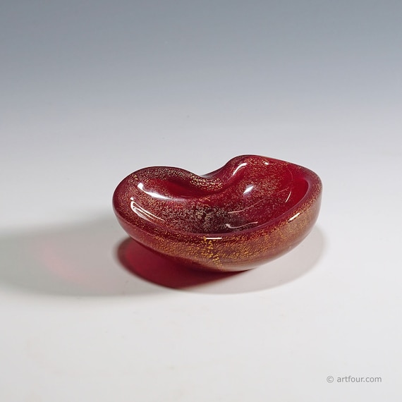 Italian Ruby Red Murano Glass Bowl from Seguso, 1960s