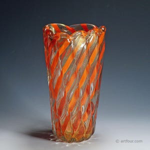 Alfredo Barbini ribbed &#39;Corallo Oro&#39; Vase 1960s