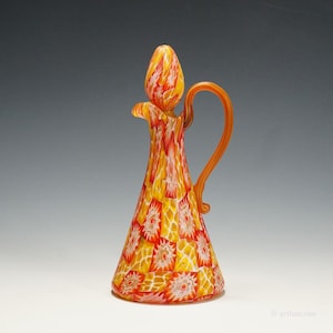 Antique Millefiori Jug with Handles by Fratelli Toso, Murano circa 1920
