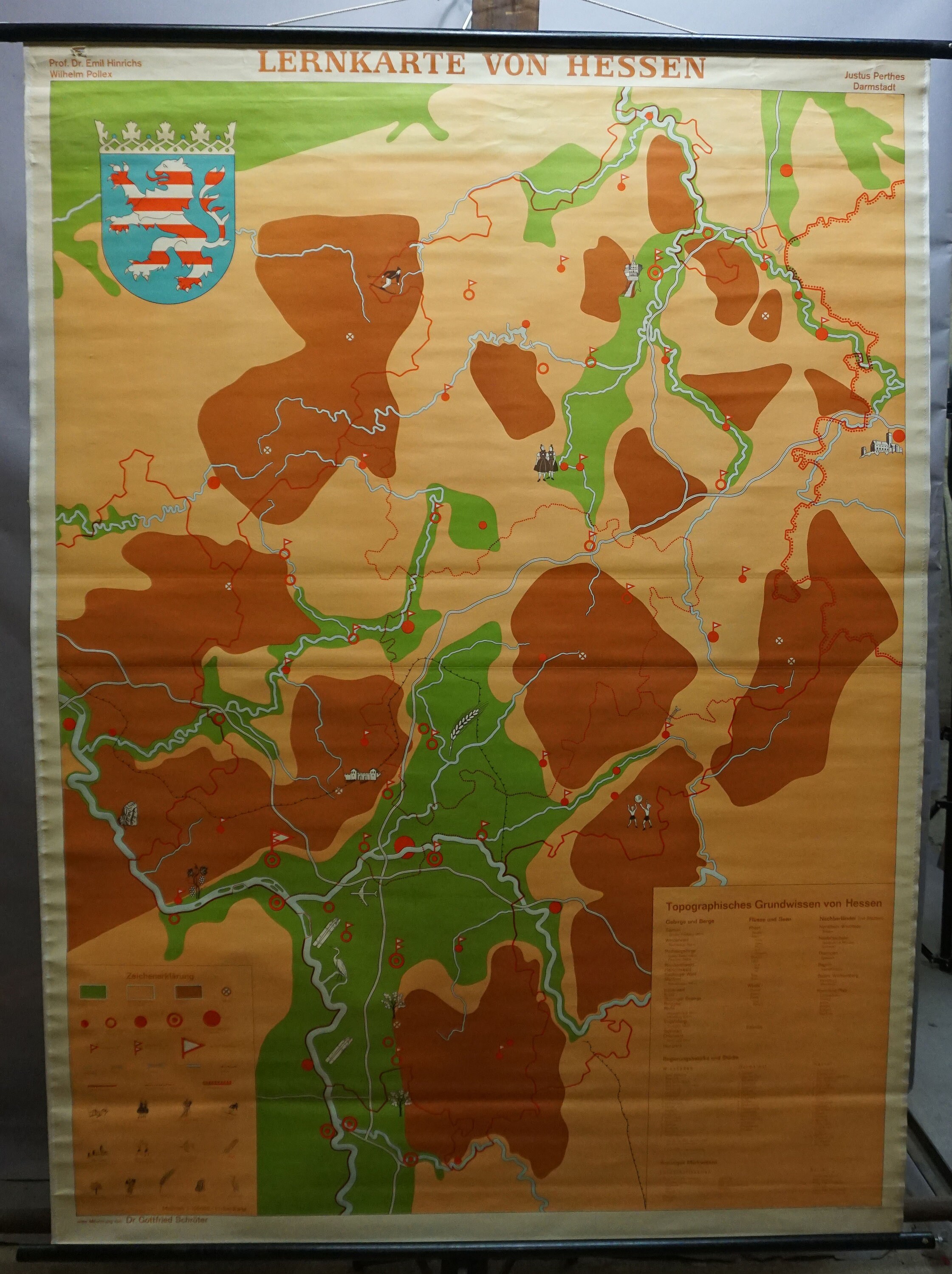 Educational Map of Hessen Wall Chart Germany Vintage Mural Poster - Etsy