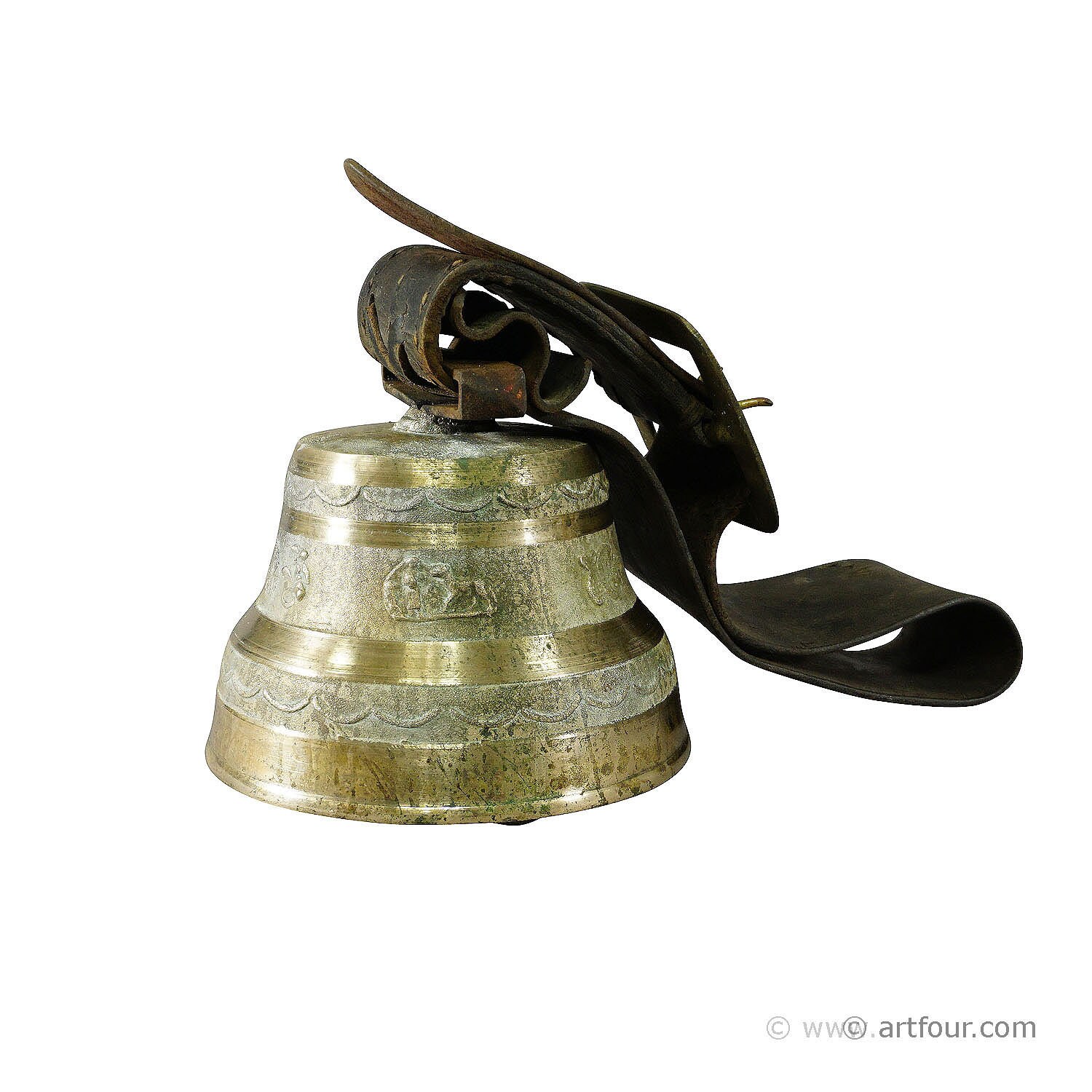 Vintage Swiss Cow Bell in Casted Bronze, 1930 for sale at Pamono