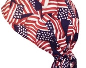 Ride America USA Eagle Durag - Moisture Wicking Head Wrap With Adjustable Ties, Grey