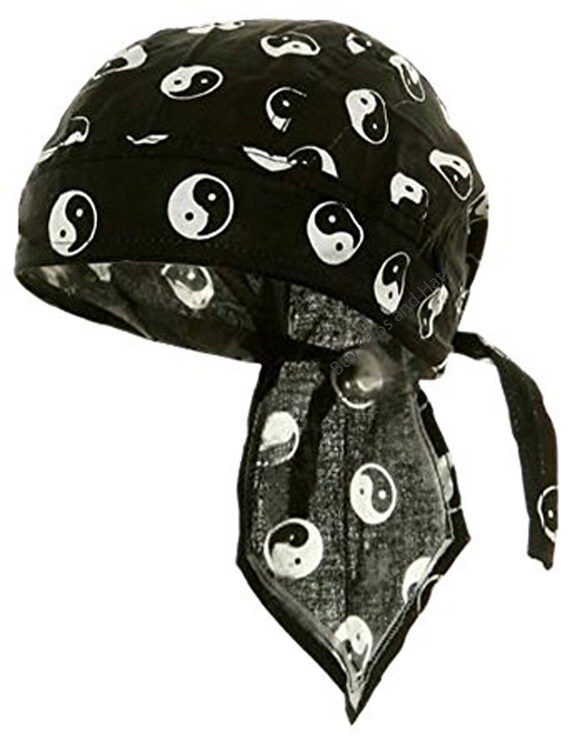 Yin Yang Durag Doo Rag Motorcycle Skull Cap Headwrap Biker Fun 