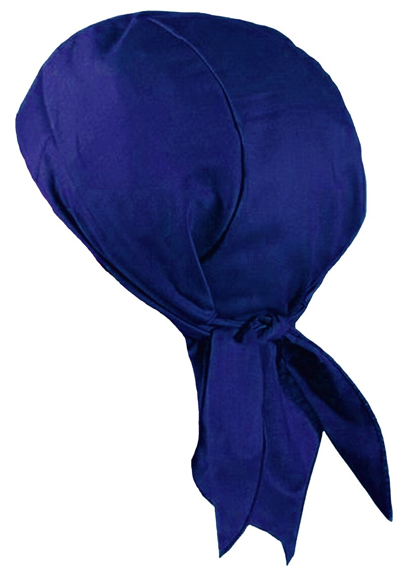 Bandana Motorcycle Skull Cap for Men Women Chemo Dorag Hat Blue Doo Rag with SWEATBAND