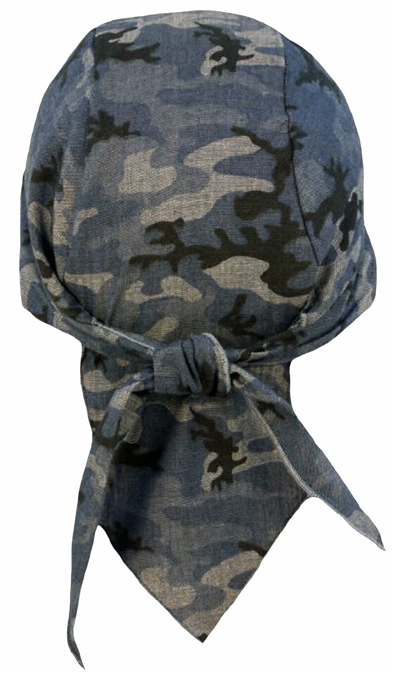 Blue Camo Bandana Skull Cap Camouflage Doo Rag w/ SWEATBAND Etsy