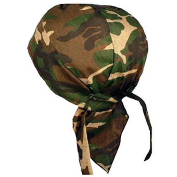 Woodland Camo Camouflage Printed Do Rag Doo Rag Skull Cap Head Wrap 