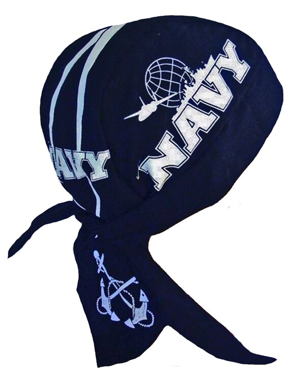 navy skull cap